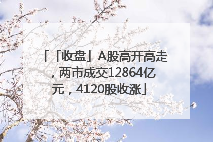 「收盘」A股高开高走，两市成交12864亿元，4120股收涨