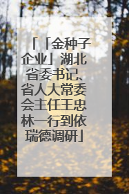 「金种子企业」湖北省委书记、省人大常委会主任王忠林一行到依瑞德调研