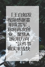 王自如发视频感谢董明珠雷军，称将再次创业，聚焦AI应用方向，“这件事确实来钱快”