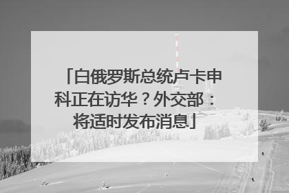 白俄罗斯总统卢卡申科正在访华？外交部：将适时发布消息