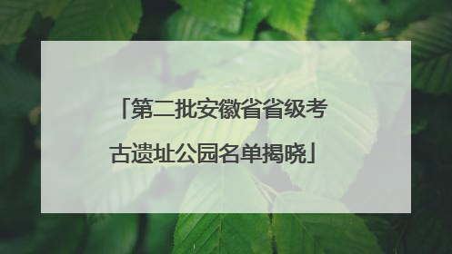 第二批安徽省省级考古遗址公园名单揭晓