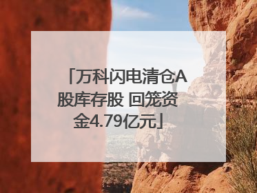 万科闪电清仓A股库存股 回笼资金4.79亿元