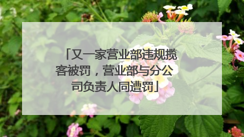 又一家营业部违规揽客被罚，营业部与分公司负责人同遭罚
