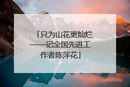 只为山花更灿烂——记全国先进工作者陈萍花