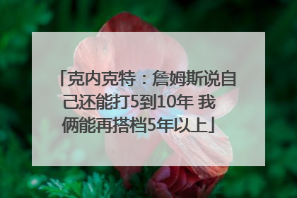 克内克特：詹姆斯说自己还能打5到10年 我俩能再搭档5年以上