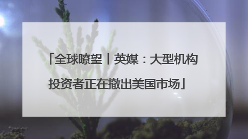 全球瞭望丨英媒：大型机构投资者正在撤出美国市场