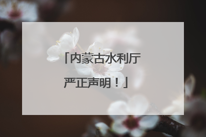 内蒙古水利厅严正声明！