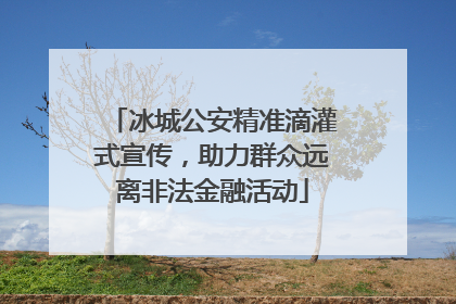 冰城公安精准滴灌式宣传，助力群众远离非法金融活动