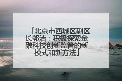 北京市西城区副区长郭洁：积极探索金融科技创新监管的新模式和新方法