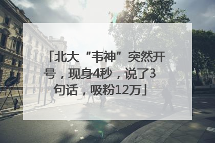 北大“韦神”突然开号，现身4秒，说了3句话，吸粉12万
