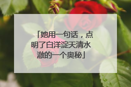 她用一句话，点明了白洋淀天清水澈的一个奥秘