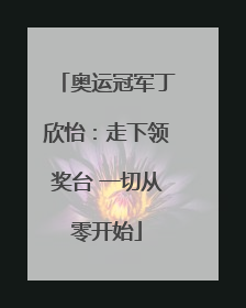 奥运冠军丁欣怡：走下领奖台 一切从零开始