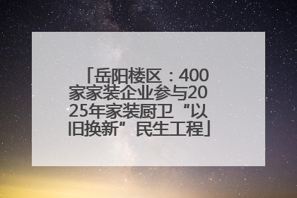 岳阳楼区：400家家装企业参与2025年家装厨卫“以旧换新”民生工程