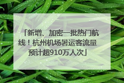 新增、加密一批热门航线！杭州机场暑运客流量预计超910万人次