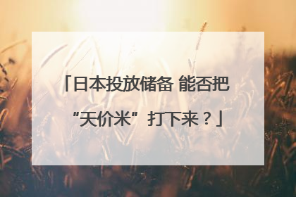 日本投放储备 能否把“天价米”打下来？