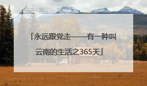 永远跟党走——有一种叫云南的生活之365天
