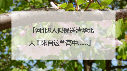 河北8人拟保送清华北大！来自这些高中……