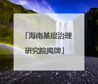 海南基层治理研究院揭牌