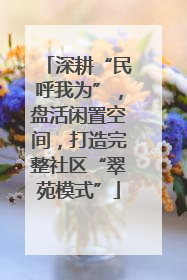 深耕“民呼我为”，盘活闲置空间，打造完整社区“翠苑模式”