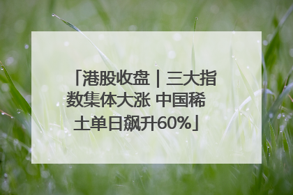 港股收盘｜三大指数集体大涨 中国稀土单日飙升60%