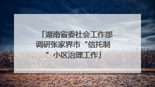 湖南省委社会工作部调研张家界市“信托制”小区治理工作