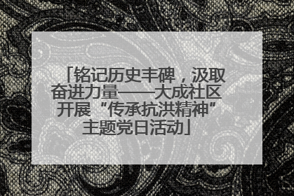 铭记历史丰碑，汲取奋进力量——大成社区开展“传承抗洪精神”主题党日活动