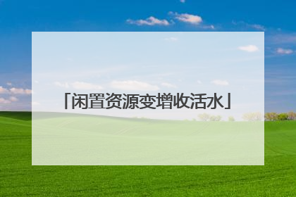闲置资源变增收活水