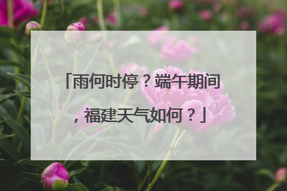 雨何时停？端午期间，福建天气如何？